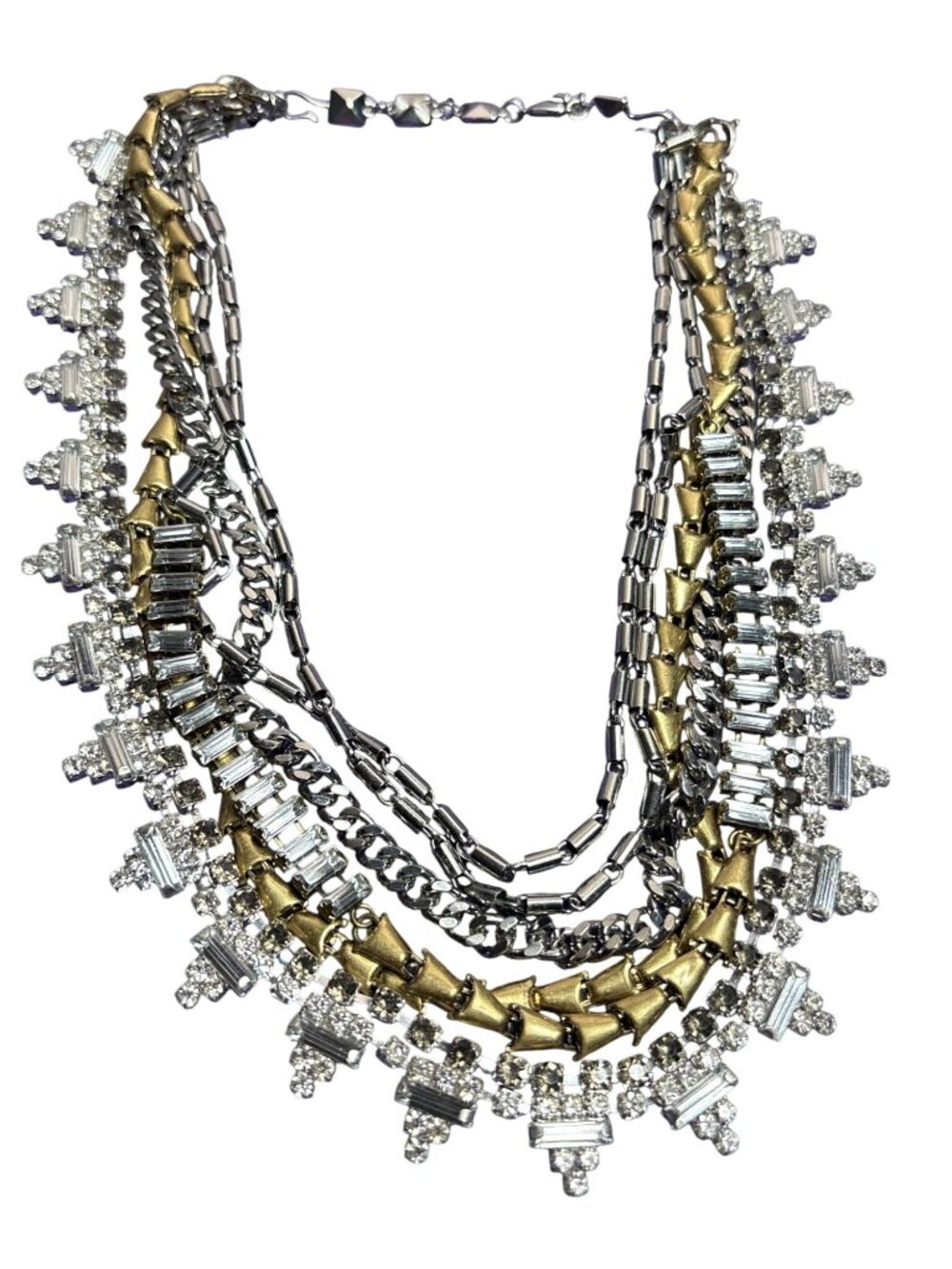 Stella & Dot Sutton Convertible Necklace Silvertone Goldtone Rhinestones